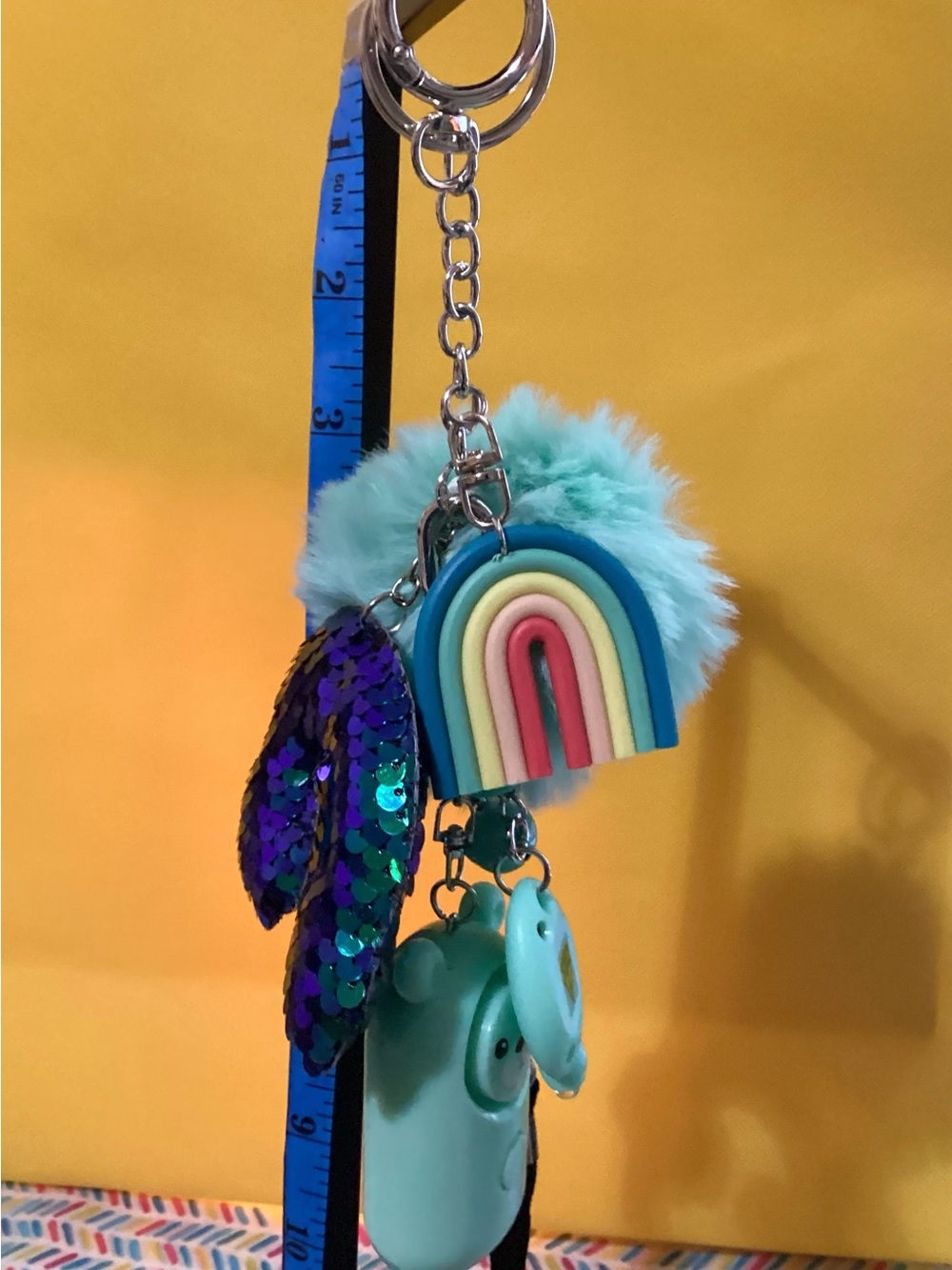NWOT - Backpack Charms ! LED Flashlight & Alarm included!! Mint Pom